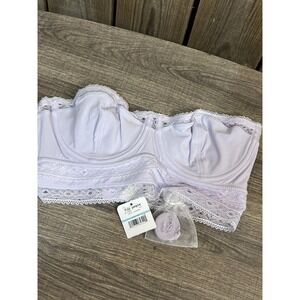 Free People Intimately Crisp Lavender Lace Longline Strapless Bra 34C OB739884